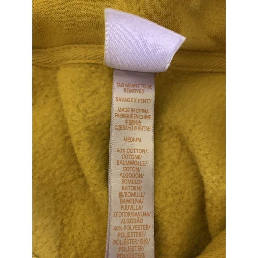Savage X Fenty Mustard Yellow Cropped Hoodie Oversized Streetwear Medium - Picture 6 of 6